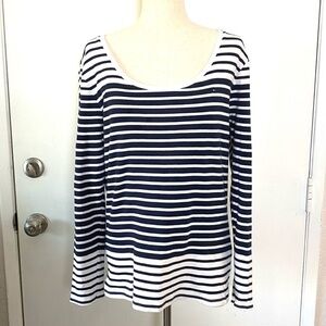 Tommy Hilfiger Navy & White Long Sleeve Knit Tee